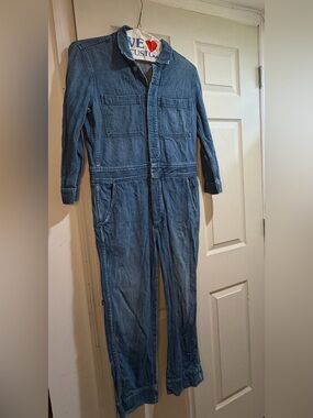 AMO Women’s Straight Denim Skip Jumpsuit in Indigo Blue